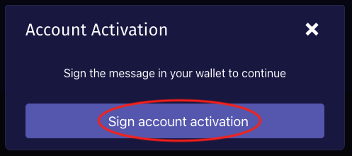 Sign account activation