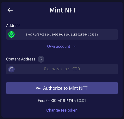 Authorize Mint NFT